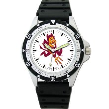 Arizona State Sun Devils Asu Men's Large Dial Sports Watch W/rubber Bracelet