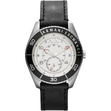 Armani Exchange Ax1260 Black Leather 45mm Chrono Mens Watch Fast Ship