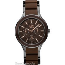 Armani Exchange Ax5128 Brown Silicone 40mm Chrono Brown Dial Fast Shipping