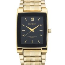 Armitron Mens Dress Gold Tone Watch Black Jewelry Stainless Steel Quartz