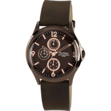 Armitron Men's Ip Plated Multi-Dial Dress Watch With Leather Strap -