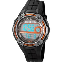 Armitron Men's Orange Accented Top Ring Digital Sport Watch, Black