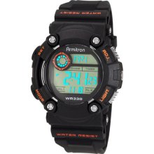 Armitron Men's Orange Accents Chronograph Watch, Black Resin Strap