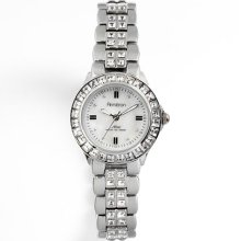 Armitron Now Silver Tone Crystal And Mother-Of-Pearl Watch - Made With