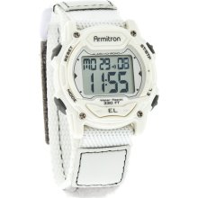 Armitron Quartz Unisex Digital Alarm Chronograph White Velcro Watch 45/7004