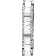 Armitron Womens White Ceramic Watch with Crystal Accents White
