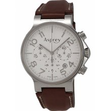 Asprey of London Watches Men's No. 8 White Dial Brown Leather Brown Le