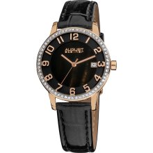 August Steiner Women's Swiss Quartz Mother of Pearl Crystal Strap Watch (Rose-tone)