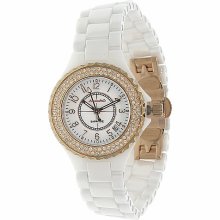 Avianne&Co Womens White Ceramic Diamond Watch 0.75 Ctw