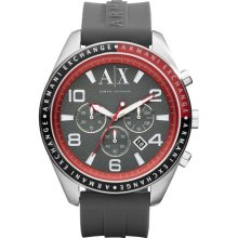 AX Armani Exchange Grey/Red Men's Grey Silicone Watch with Red
