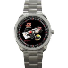 Ayrton Senna F1 Formula One Legend Custom Men's Sport Metal Watch Watches