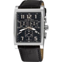 Azzaro Men s Swiss Made Quartz Chronograph Black Leather Strap Watch