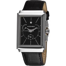 Azzaro Men's 'Legend Rectangular Chrono' Black Strap Retrograde Watch