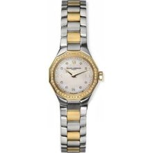 Baume Et Mercier Riviera 8550 Mini Diamond 18k Gold Mother Of Pearl Watch