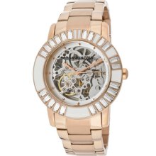 BCBG Watches Women's Enchante Automatic White Crystal Rose Gold Tone I