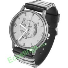 Bear Head Pattern Good Decent Round Face Men Quartz Wrist Watches