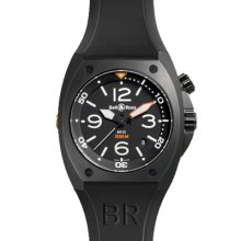 Bell & Ross Carbon Finish Steel Black Dial Rubber Strap Gents Watch Br 02 Ca
