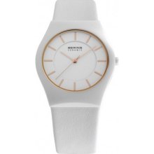 Bering Time 32035-656 Ceramic White Calfskin Watch
