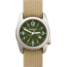 Bertucci A-2T Field Colors Mens Titanium Watch - Khaki Nylon Strap - Forest Green Dial - 12049