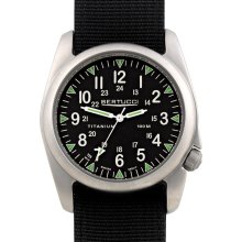 Bertucci A-4T Vintage 44 Yankee Tritium Mens Titanium Watch - Black Nylon Strap - Black Yankee Dial - 13409