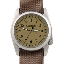 Bertucci A-4T Vintage 44 Aero Mens Titanium Watch - Dark Khaki Nylon Strap - Sahara Khaki Dial - 13404
