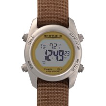 Bertucci G-1T Mens Durato Digital Watch - Titanium - Khaki Nylon Strap - EL Backlight - 23004