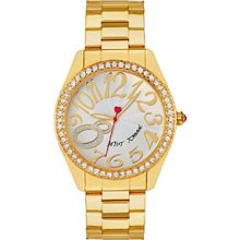 Betsey Johnson Goldtone Watch with Case Set in Crystal Women's
