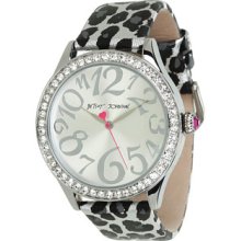 Betsey Johnson Leopard Strap Silver Watch