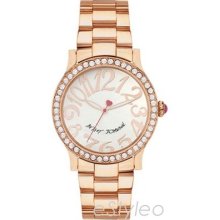 Betsey Johnson Lg Round Dial Crystal Watch Rose Gold Bj00190 Nib+2yr Warranty