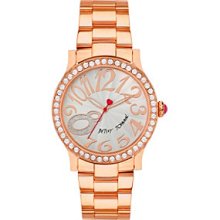 Betsey Johnson Rose Gold Rose Gold Tone Case Set in Crystal Watch