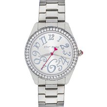 Betsey Johnson Silver Bling Bling Time Boyfriend Watch