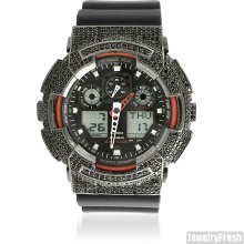 Black and Red Custom CZ Casio G-Shock GA-100