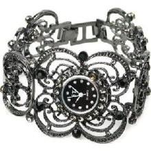 Black Diamond Women Girls' Alloy Quartz Fringed Iris Wrist Watch