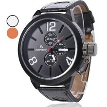 Black Men's Wrist Style PU Analog Quartz Watch