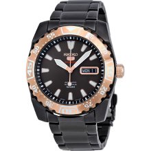 Black Stainless Steel Automatic Rose Two Tone Brown Dial