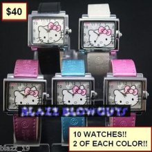Blowout 10 Pack Hello Kitty Kids Ladies Juniors Crystal Watch 5 Colors 2 Of Each