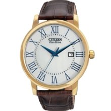 BM6752-02A- 2013 Citizen Eco-Drive Gold Tone Elegant Leather Mens Watch