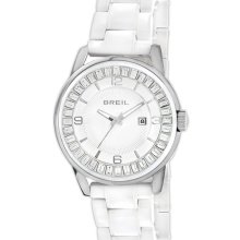 Breil 'Orchestra' Baguette Crystal Ceramic Bracelet Watch White