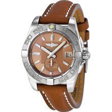 Breitling Galactic 36 Automatic Bronze Dial Brown Leather Ladies Watch A3733011-Q582