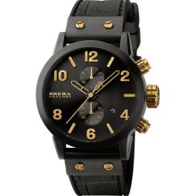 Brera 'Isabella' Round Chrongraph Silicone Strap Watch Black