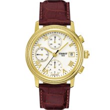 Bridgeport Men's Automatic Chronograph Watch - White Dial with Brown Leather Strap