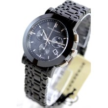 BU1771 Burberry men black ceramic watch 40mm chronograph date 12hr Swiss $995