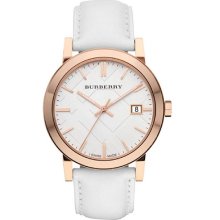 Bu9012 Burberry City Women Watch 38mm Rose Gold Plated White Leather Sapphire