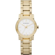 BU9203 Burberry women watch 27mm gold ion plated white check dial Swiss $650