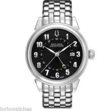Bulova 63b154 Men's Accutron Gemini Stainless Steel Watch With Black Dial