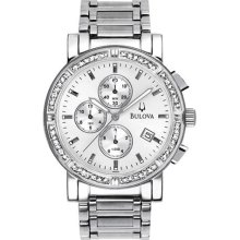 Bulova 96E03 Stainless Steel Chronograph Silver Dial with Diamonds