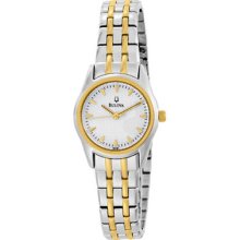 Bulova 98l138 Women's Dress Two Tone Ss Band Silver Dial Watch