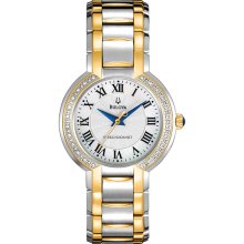 Bulova Ladies Precisionist Two Tone Stainless Steel Case and Bracelet Mother of Pearl Dial Quartz 98R161