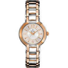 Bulova Ladies Rose Two Tone Stainless Steel Silver Tone Dial 98L153