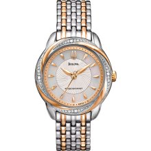 Bulova Ladies Rose Two Tone Precisionist Brightwater Quartz Mother Of Pearl Dial Diamonds 98R153